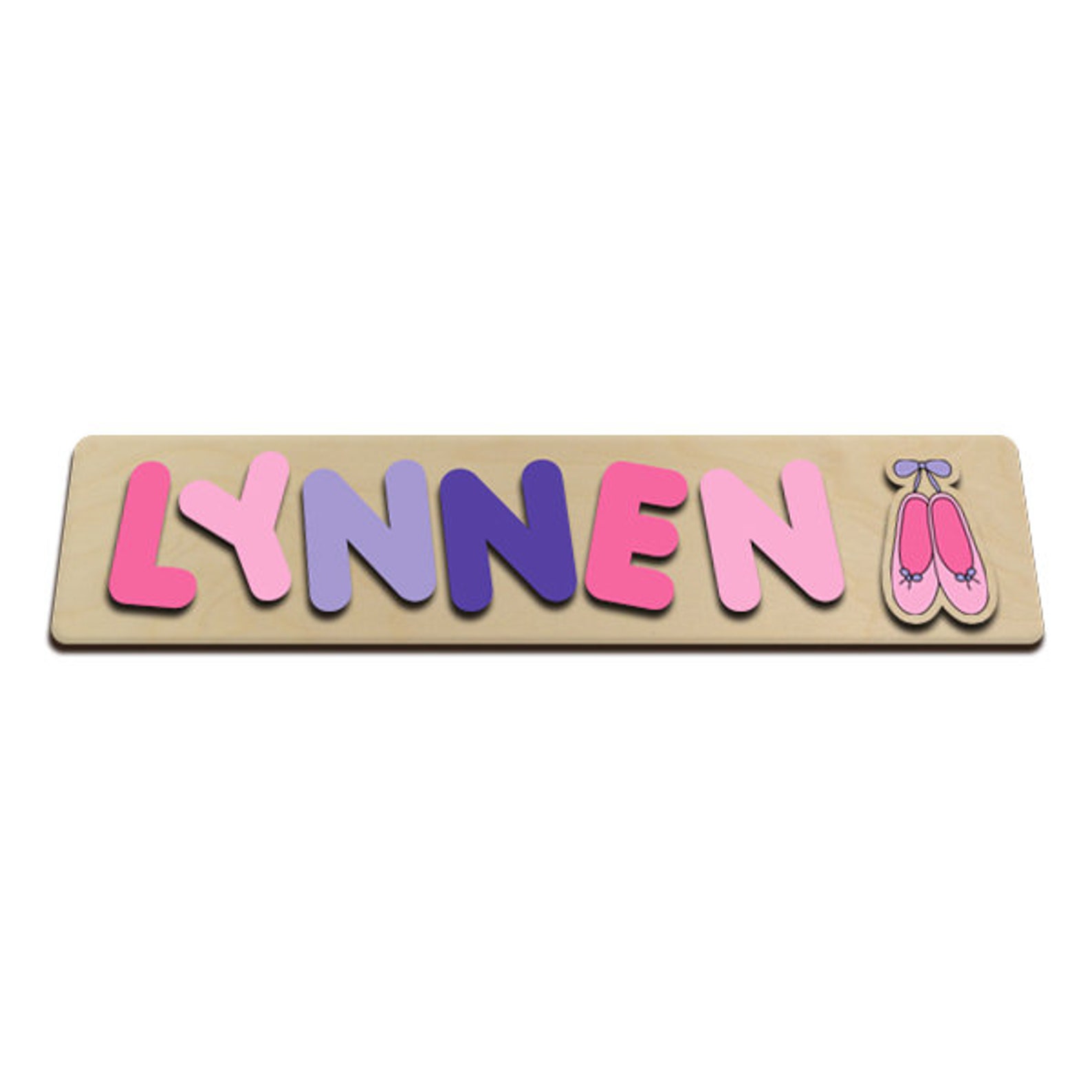 personalized wooden kids name puzzle for girl pink & purple ballet slipper ballerina shoes nice gift for birthday christmas east
