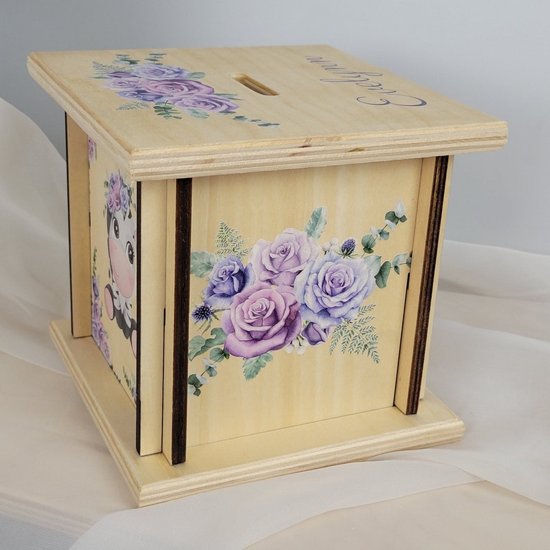 Kids Piggy Banks Purple Floral Nursery Bee Decoration Baby Etsy