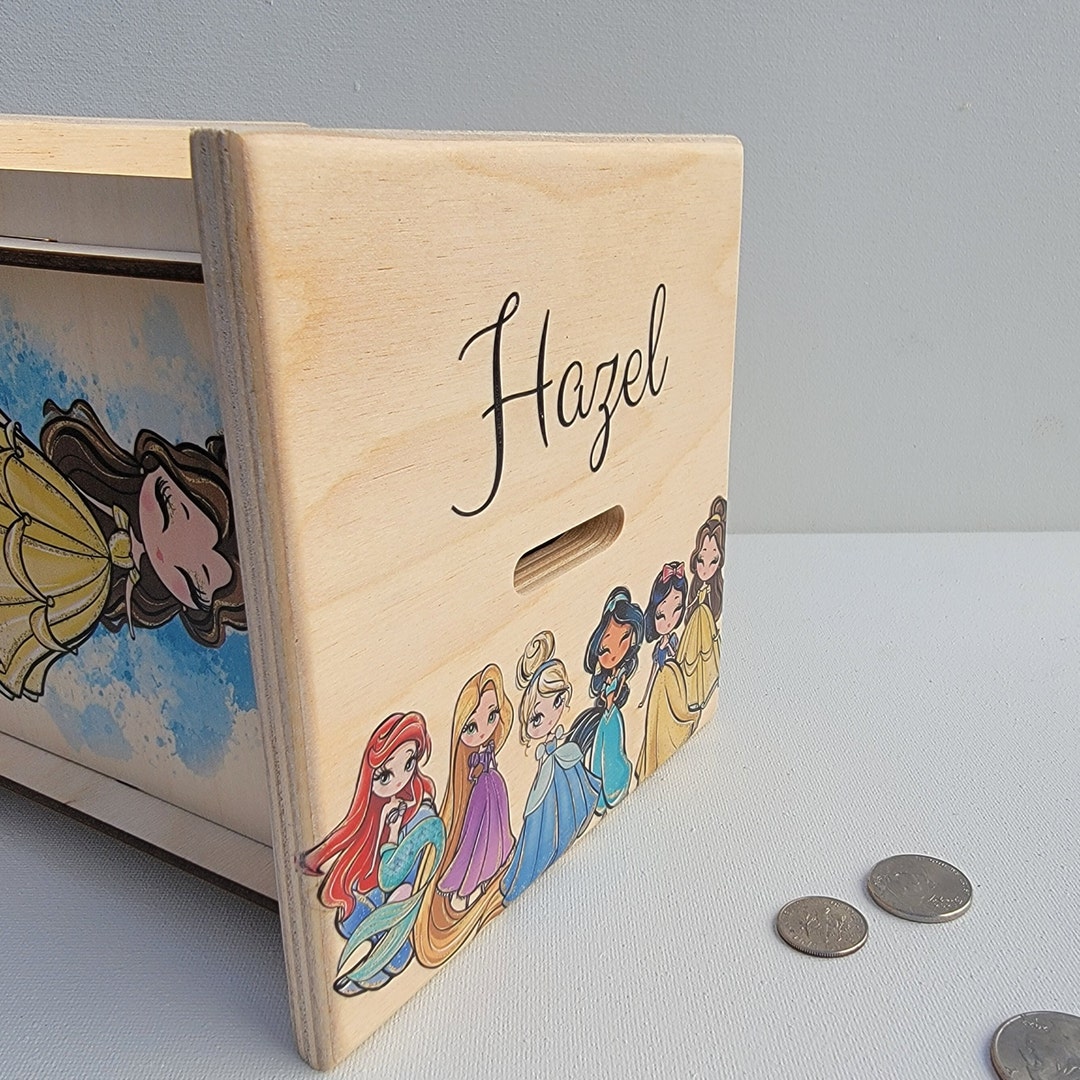 Personalized Princess Piggy Bank Princessinspired Coin Bank Etsy