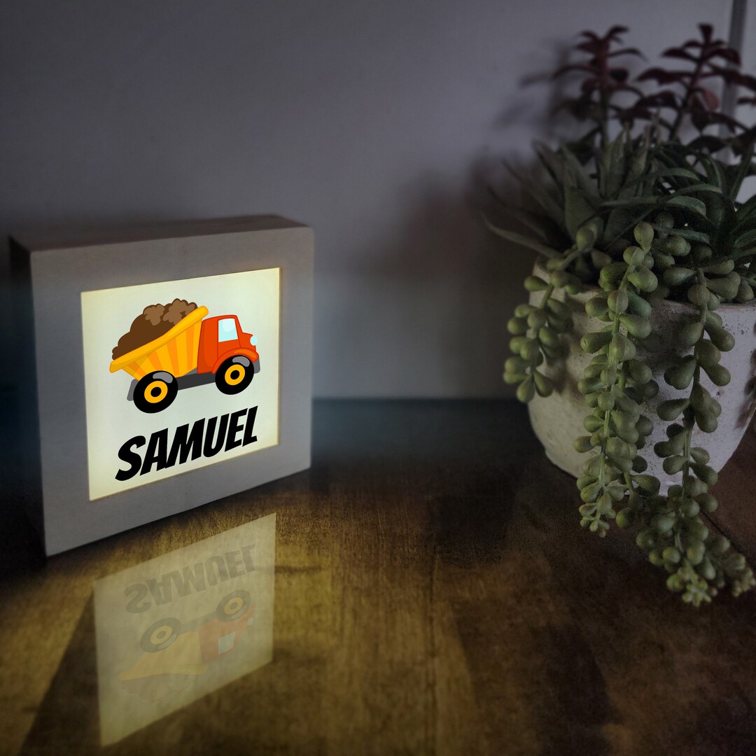 Personalized NAME Dump TRUCK LAMP Construction Boys Wooden Etsy