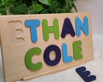 2 Name Puzzle, Baptism Gift Boy From Godmother, Custom Gift For Godson,  Christening Gift For Baby Boy