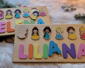 Princess Name Puzzle, Montessori Baby Toys, Baby Name Sign, Gift for Kids, Wooden Toy, Baby Shower Gift, Easter Gift, Vday Gifts For Kids