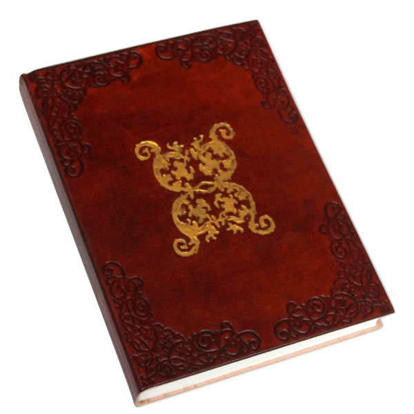 Large Classic embossed Leather Journal Diary (Handmade) with gold accent / Instagram Photo Album