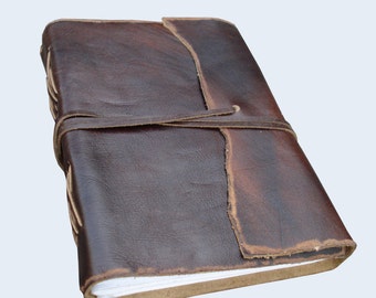 BUY 1 GET 1 FREE Special! Antique Dark Brown Leather Journal Diary (Handmade) with leather tie closure - Leather Cord Coptic bound