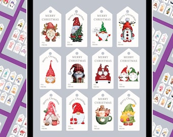 Printable Gnome Christmas Gift Tags | 24 Different Designs | Instant ...