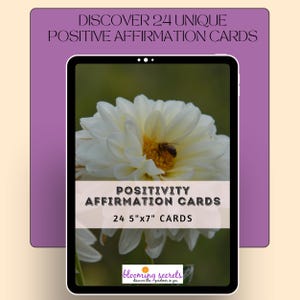 Tarjetas de afirmación positiva con fotografía floral / 24 afirmaciones únicas para imprimir / Tarjetas de aliento / Regalo inspirador de cuidado personal