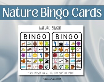 10 Nature Bingo Cards Hiking Bingo Camp Games Picnic Games Outdoor Bingo Cards Outdoor Activity Games Download Printable