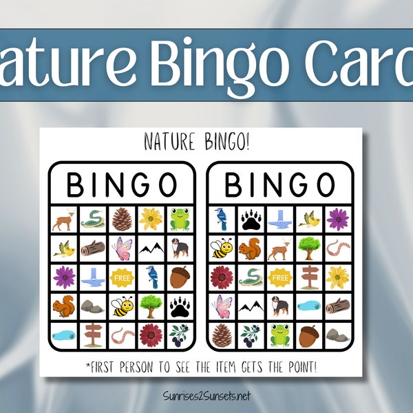 10 Nature Bingo Cards Hiking Bingo Camp Games Picnic Games Outdoor Bingo Cards Outdoor Activity Games Download Printable