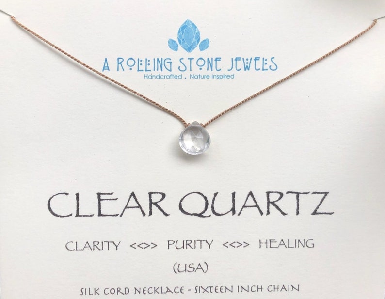 Quartz Cord Necklace Fabric Necklace Clear Quartz Necklace Crystal Necklace