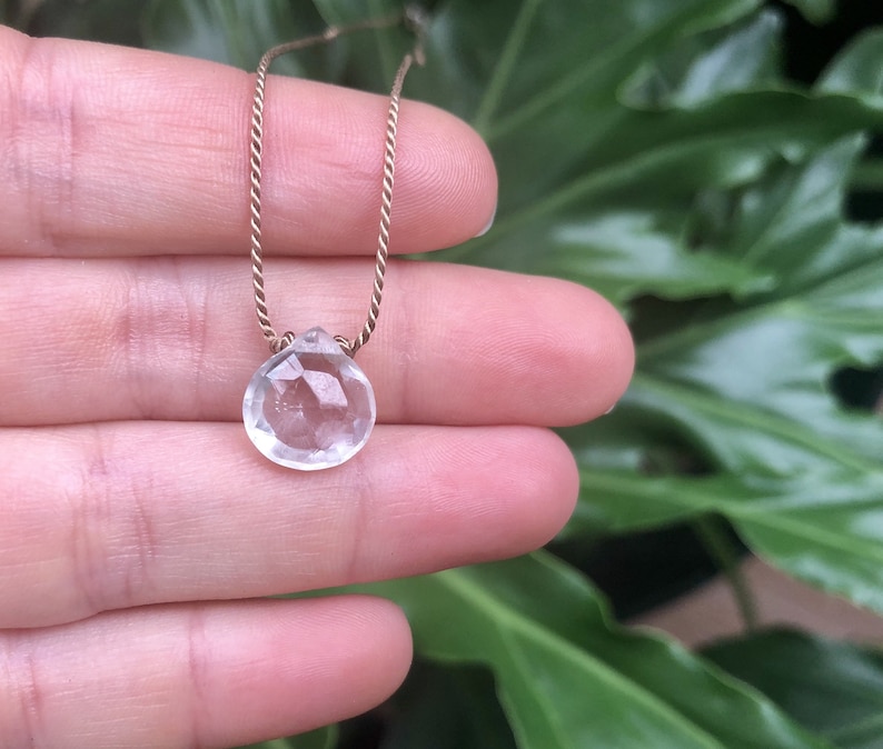Quartz Cord Necklace Fabric Necklace Clear Quartz Necklace Crystal Necklace