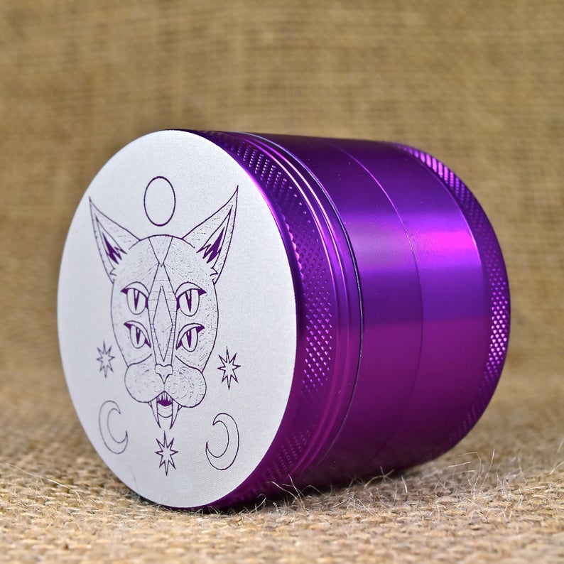 Alien Cat Laser Engraved Herb Grinder Etsy