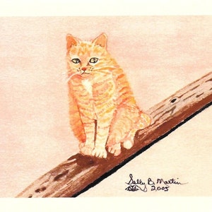 ORANGE TABBY CAT watercolor print