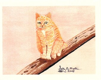 ORANGE TABBY CAT watercolor print