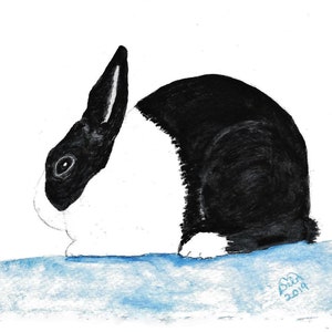 DUTCH RABBIT Original Watercolor Painting by Sally B. Martin