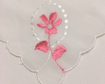 Vintage Flower Girl Hankie Child\u2019s Baby Hankie Hand Embroidered FREE SHIPPING