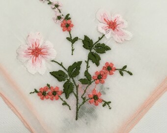 Vintage Flower Girl Hankie Child\u2019s Baby Hankie Hand Embroidered FREE SHIPPING