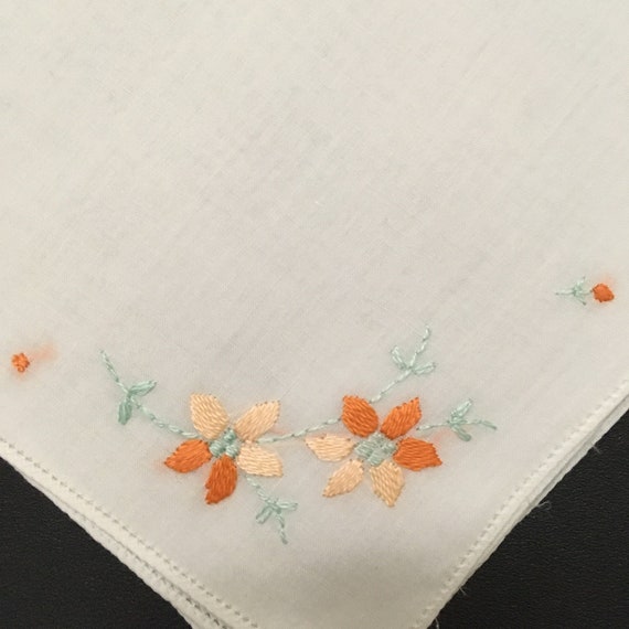 Vintage Flower Girl Hankie Child\u2019s Baby Hankie Hand Embroidered FREE SHIPPING