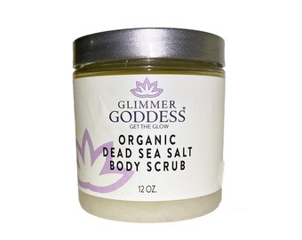 Organic Dead Sea Salt & Shea Butter Body Scrub - Exfoliates Skin for a youthful glow, Anti Aging Skin Care