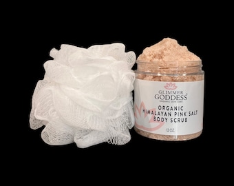 Organic Whipped Sugar Body Scrub Set! Includes Body Scrub 12 oz and Loofah!