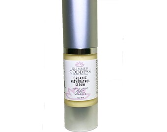 Organic Face Serum Collagen Serum w Resveratrol CoQ10 Antioxidant Firming boosts collagen production, smooths fine lines & wrinkles