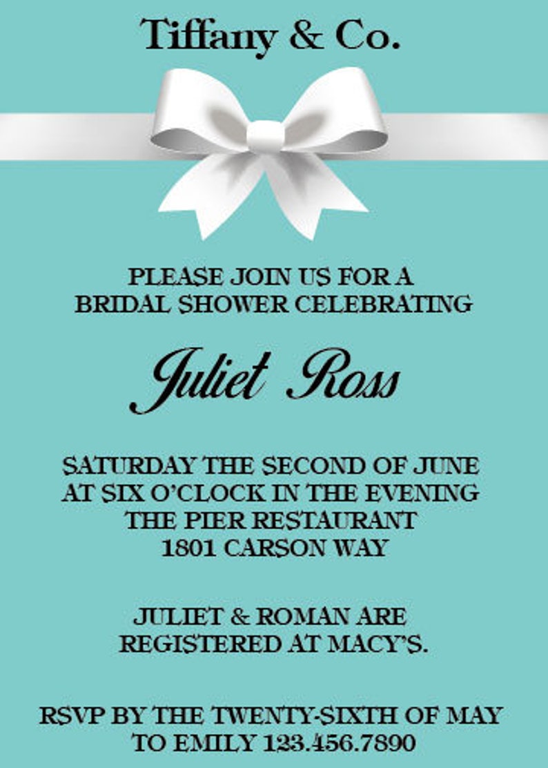 Tiffany Co Bridal Shower Invite Etsy
