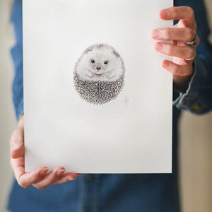 Hedgehog print-  Hedgehog wall art signed by the artist- animal art print - Pet hedgehog print - Animal nursery decor - Boho wall art