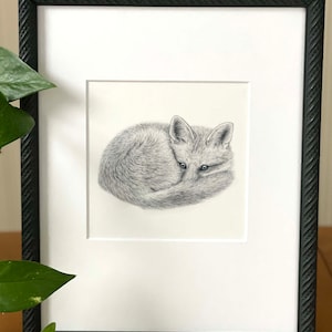 Sweet Fox art print comes with mat and is embossed and signed by the Artist- Cute shower gift or for Fox lover.Sweet nursery wall art