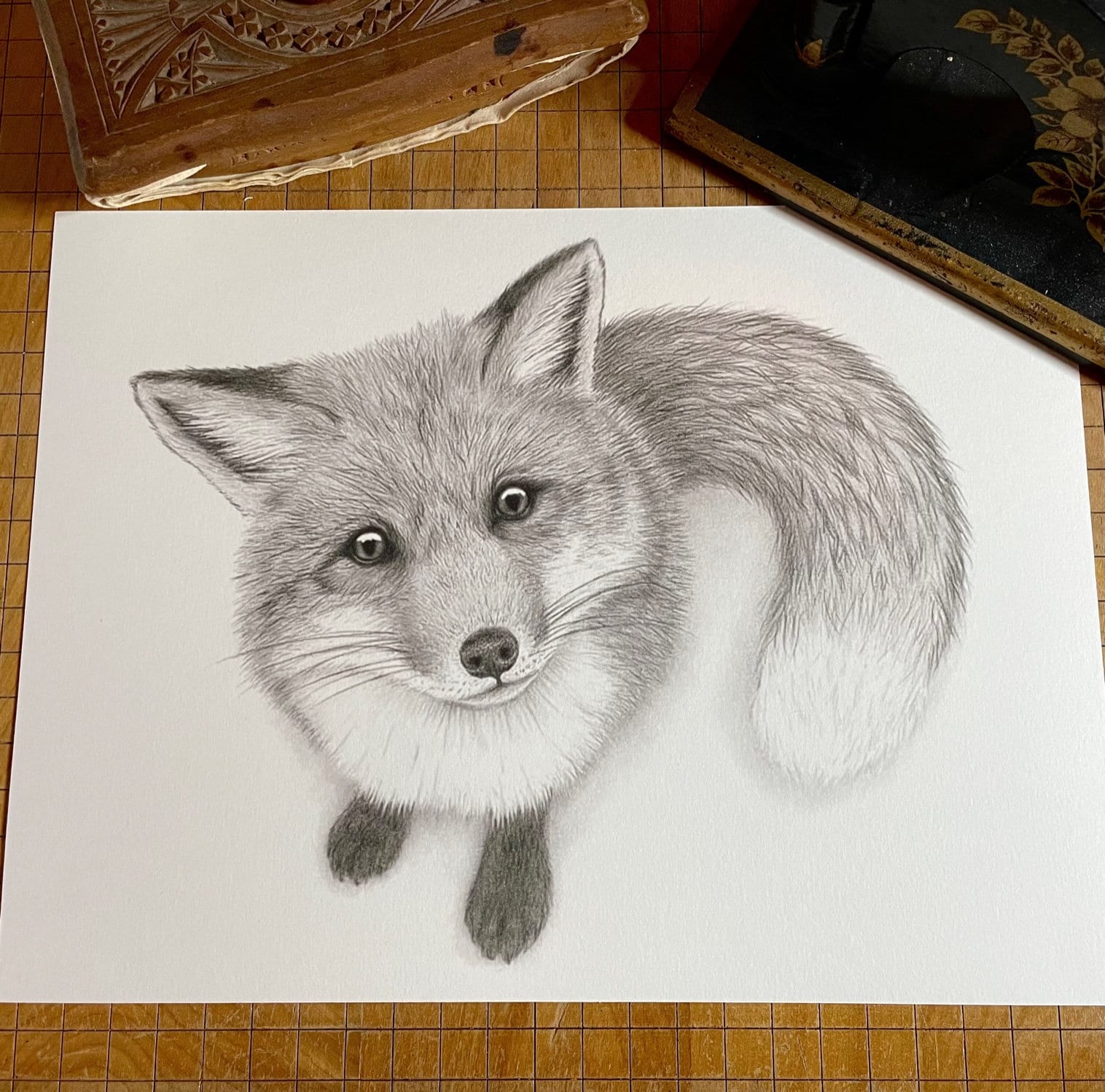 Fox Art Print Red Fox Detailed Drawing Boho Animal Wall Art animal