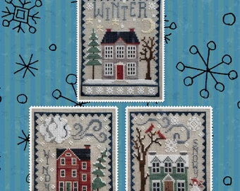 WINTER HOUSE TRIO; Digital Pattern for Cross Stitch; Cute and Quick-to-Stitch Houses in a Wintery Setting; Part of Ongoing Trio Series