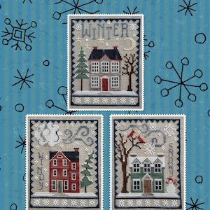 WINTER HOUSE TRIO; Digital Pattern for Cross Stitch; Cute and Quick-to-Stitch Houses in a Wintery Setting; Part of Ongoing Trio Series
