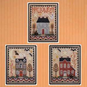 HALLOWEEN HOUSE TRIO; Pattern for Cross Stitch; Instant Digital Download; 3 Quick & Easy-to-Stitch Houses All Decked Out for Halloween