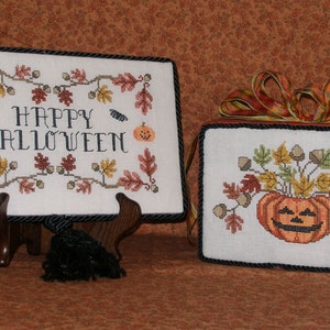 ACORN HALLOWEEN; 2 Patterns for Cross stitch; Instant Download; Pretty oak leaves and acorn themed patterns