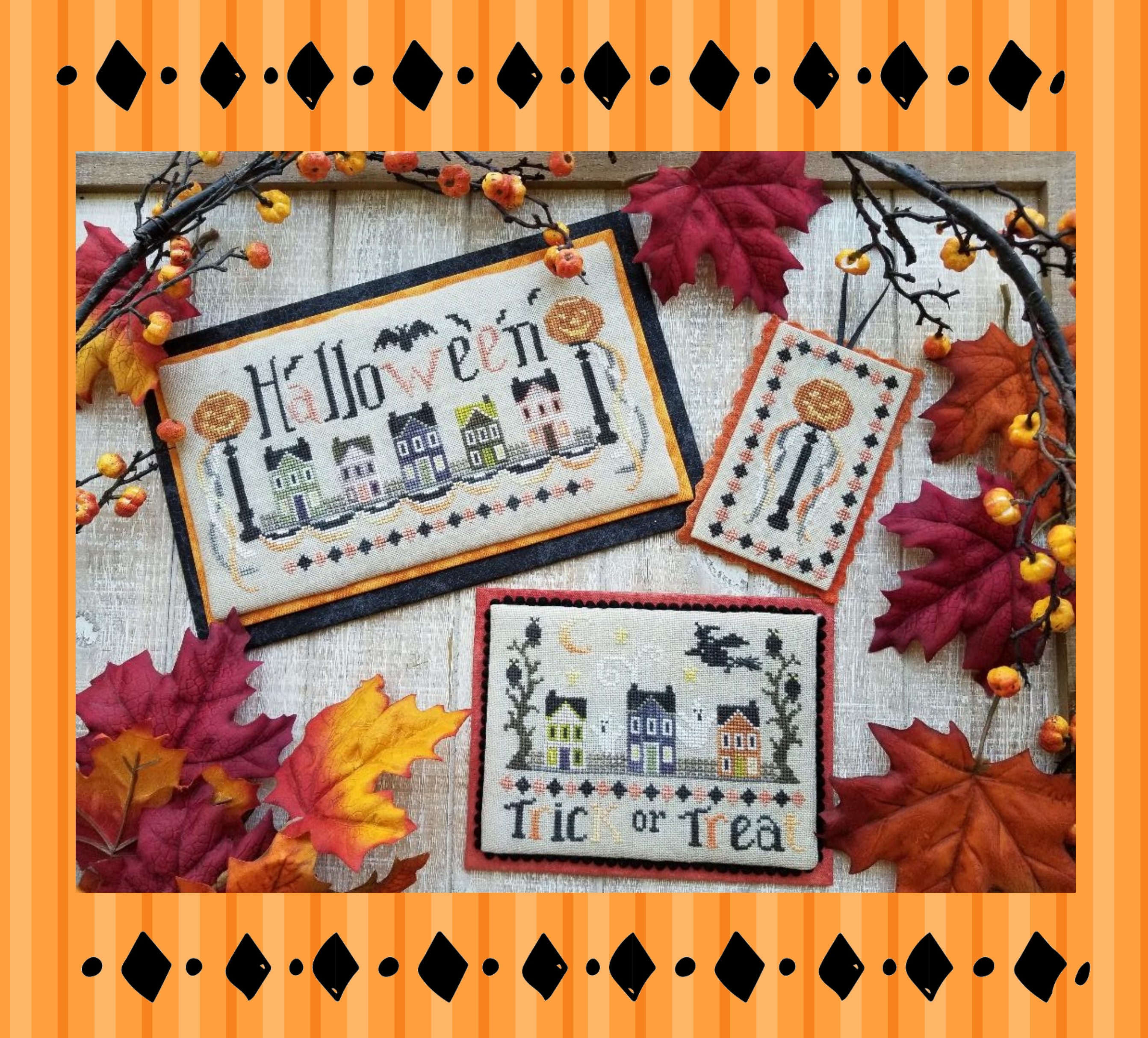 HALLOWEEN STREET; Digital Pattern for Cross Stitch by Waxing Moon; Pr…
