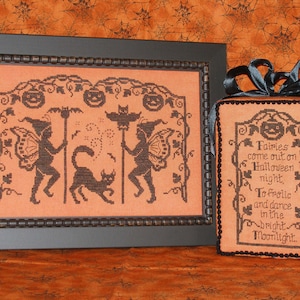 HALLOWEEN FAIRIES; Instant downloadable pattern for Cross Stitch; PDF; Vintage-look Halloween