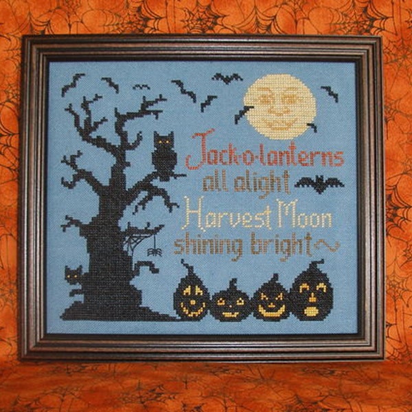 ALL HALLOWS EVE; Instant Digital Dowloadable pattern for Cross Stitch; Spooky and Easy to Stitch Design for Halloween