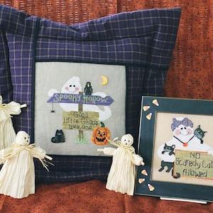 MOSTLY GHOSTLY; 2 Halloween Patterns for Cross Stitch; Instand PDF Download; Spooky Hollow & No Scaredy Cats