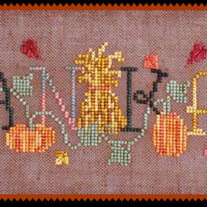 SIMPLY THANKFUL; Digital Pattern for Cross Stitch by Waxing Moon Designs; Great Thanksgiving Design; Vintage Waxing Moon!