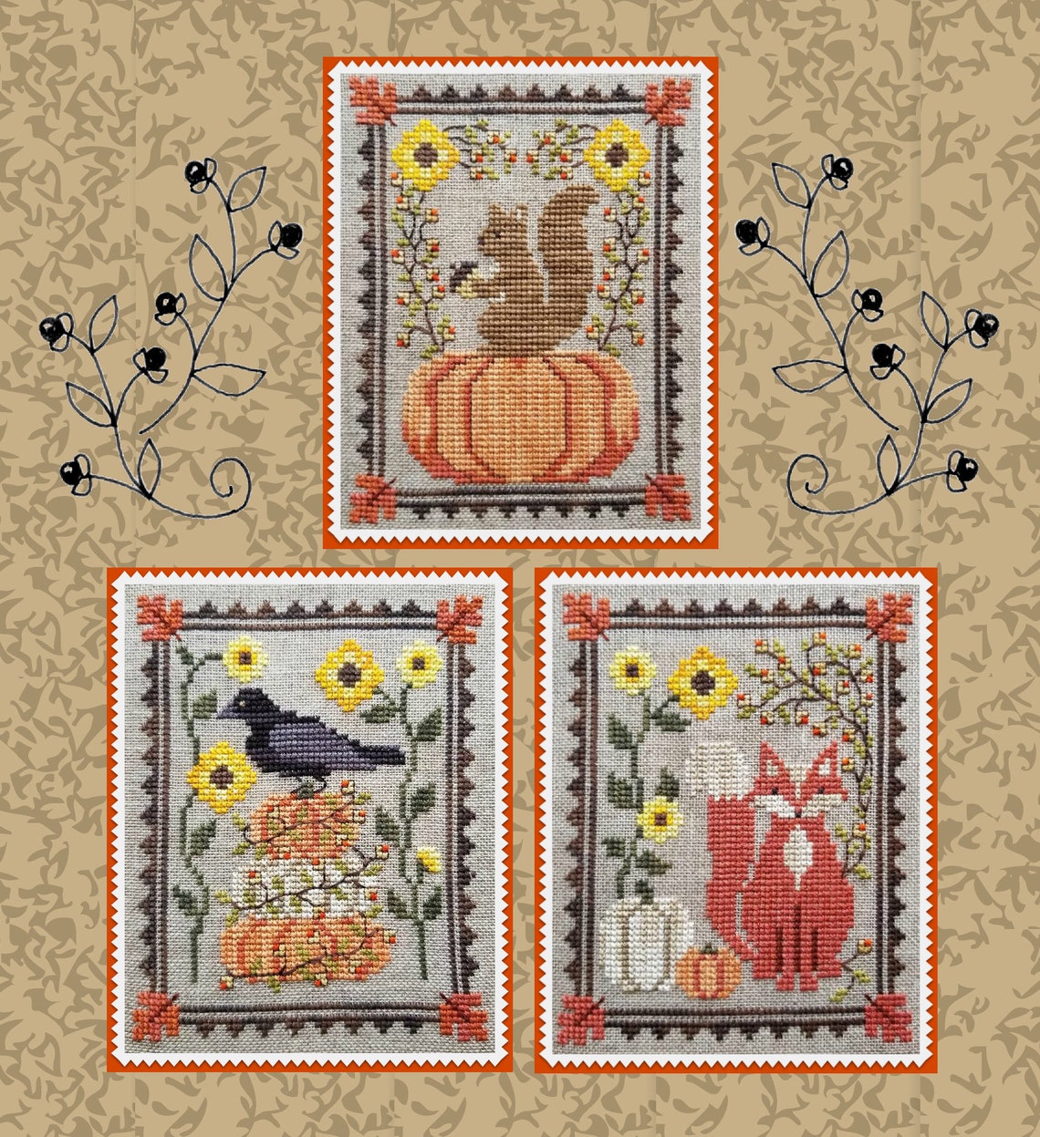BITTERSWEET TRIO; Digital Pattern for Cross Stitch by Waxing Moon; 3 ...