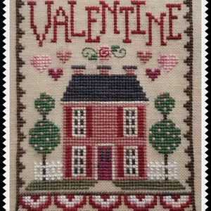 VALENTINE HOUSE TRIO Digital Pattern for Cross Stitch by Waxing Moon Designs Set of 3 Cute Romantic Houses House Trio Series image 3