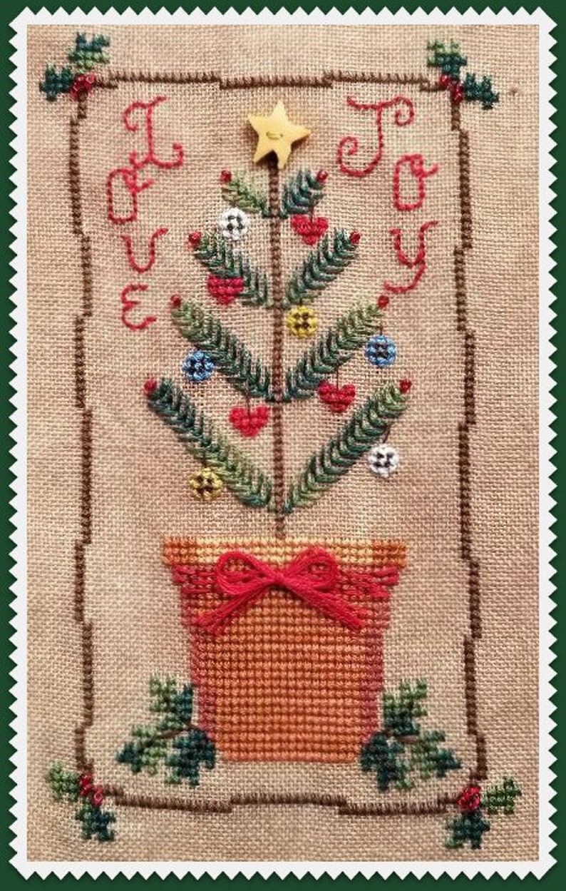 CHRISTMAS TREE TRIO; Digital pattern for cross stitch by Waxing Moon; A set of 3 Primitive Trees; Quick projects for the Holidays!