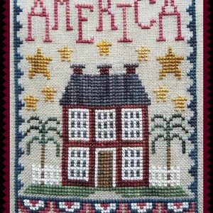 PATRIOTIC HOUSE TRIO Pattern for Cross Stitch Instant Pdf Download Set of 3 designs. Quick to Stitch Americana image 2