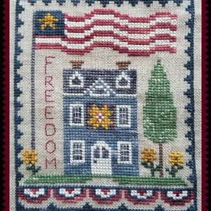 PATRIOTIC HOUSE TRIO Pattern for Cross Stitch Instant Pdf Download Set of 3 designs. Quick to Stitch Americana image 3