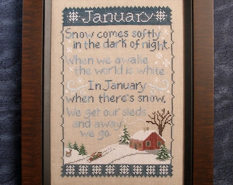 JANUARY SAMPLER; Downloadable Pattern for Cross Stitch, PDF file