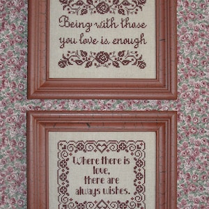 One Color: LOVING SENTIMENTS; Pattern for Counted Cross Stitch; Instant PDF Download; 2 charts for Valentines Day or any day!