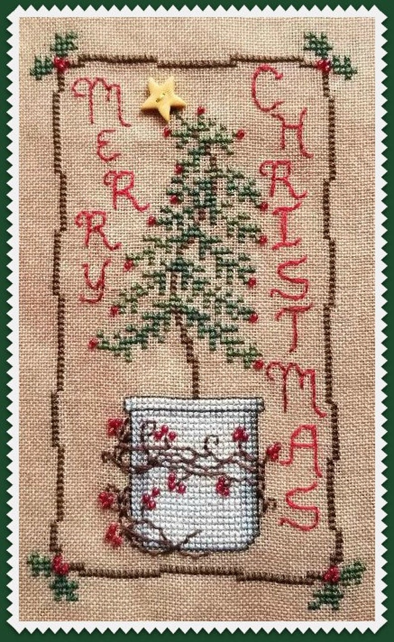 CHRISTMAS TREE TRIO; Digital pattern for cross stitch by Waxing Moon; A set of 3 Primitive Trees; Quick projects for the Holidays!