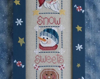 CHRISTMAS IS; Downloadable Pattern for Counted Cross Stitch; Santa, Snowman, Gingerbread man; PDF format