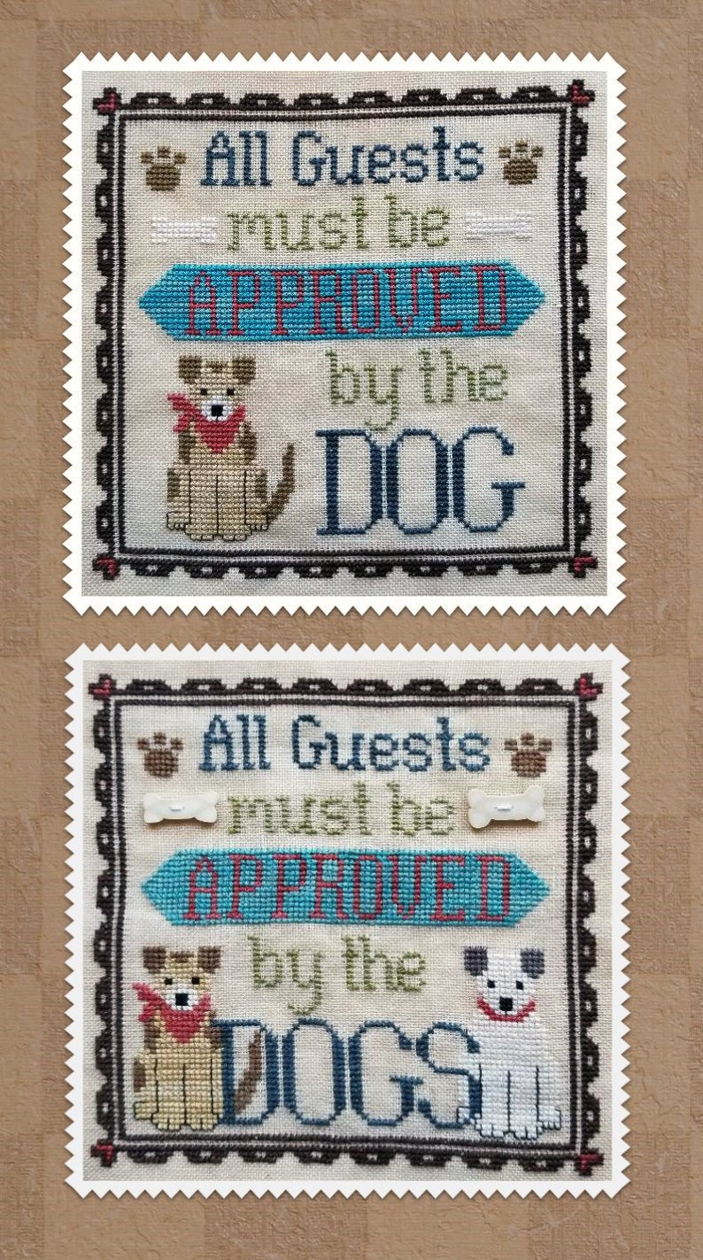 DOG OWNER'S WELCOME Digital Pattern for Cross Stitch by Waxing Moon 2 Designs One Dog or Multiple Dogs image 1