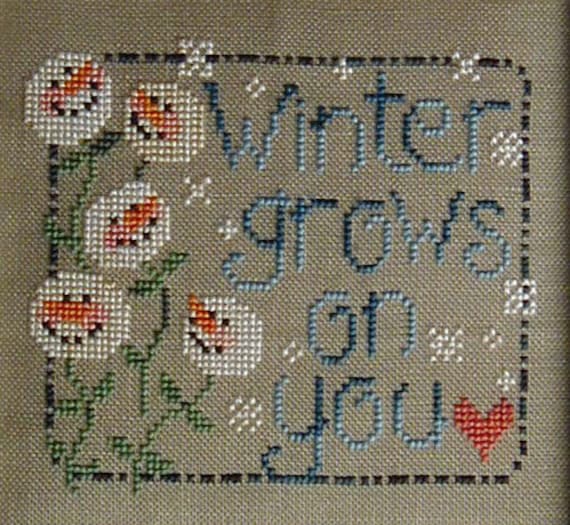 Winter Grows on You; Downloadable Pattern for Counted Cross Stitch; Snowman, snowflakes; PDF format