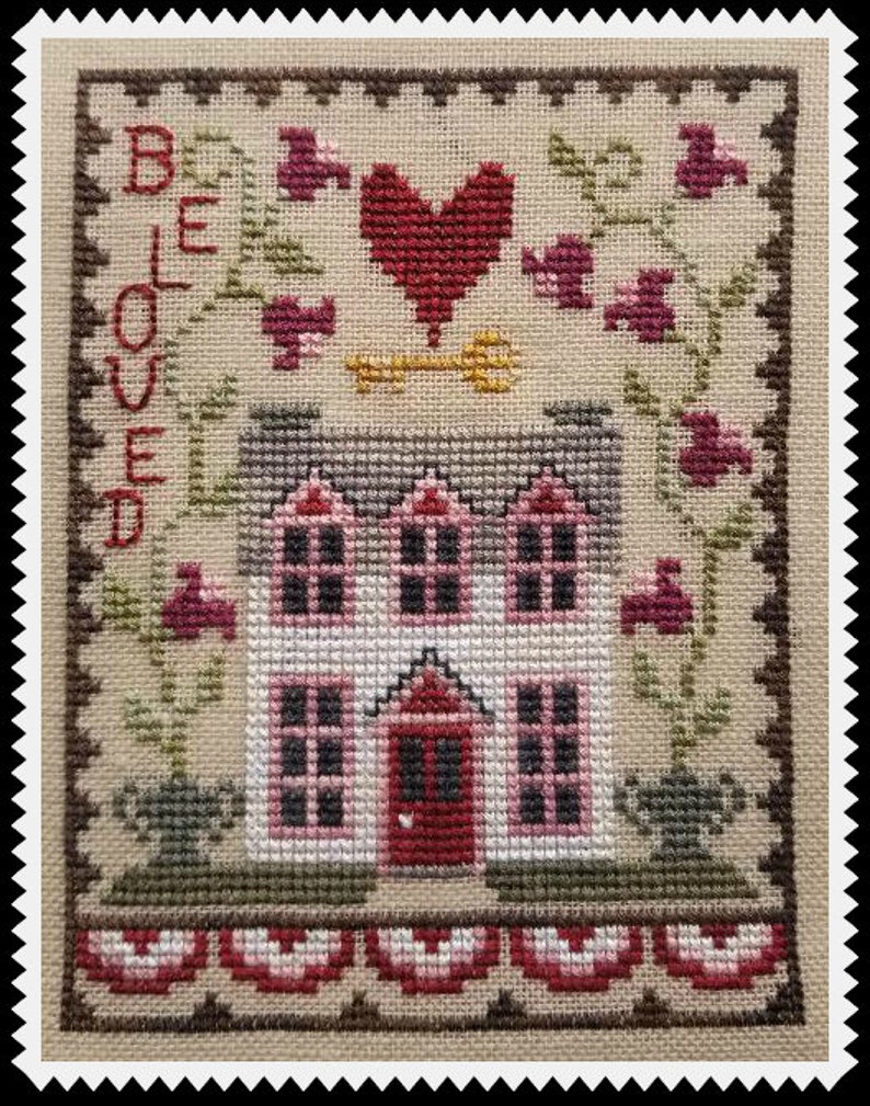 VALENTINE HOUSE TRIO Digital Pattern for Cross Stitch by Waxing Moon Designs Set of 3 Cute Romantic Houses House Trio Series image 2