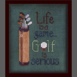 GOLF Is SERIOUS; Waxing Moon Digital Pattern for Cross Stitch; Quick and Easy Gift Idea for Your Favorite Golfer!